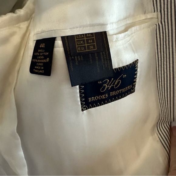 NWOT Brooks Brothers 346 Seersucker Sports Coat Suit Jacket Blazer 44L - Picture 5 of 7